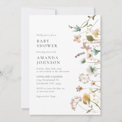 Elegant Watercolor Floral Baby Shower Invitation