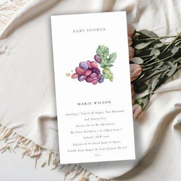Elegant Watercolor Grape Fauna Baby Shower Invite
