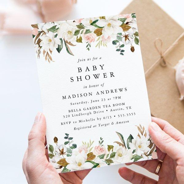 Elegant Watercolor Magnolias Floral