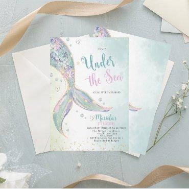 Elegant Watercolor Mermaid Tail Under 2Th Birthday