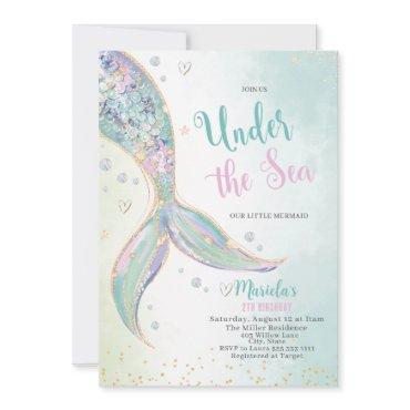 Elegant Watercolor Mermaid Tail Under 2Th Birthday