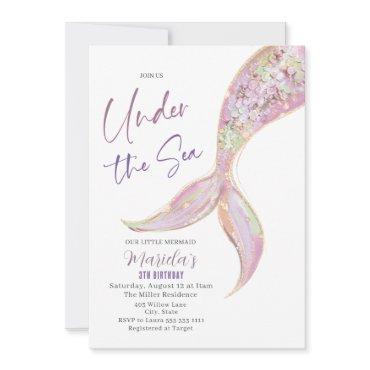 Elegant Watercolor Mermaid Tail Under 3th Birthday