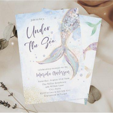 Elegant Watercolor Mermaid Tail Under the Sea Baby