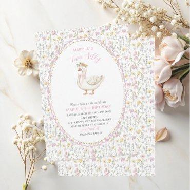 Elegant  Watercolor One 2nd Birthday silly goose B