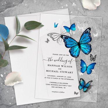 Elegant Watercolor Silver Blue Butterfly Wedding Acrylic