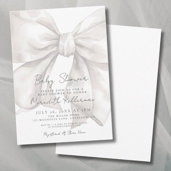 Elegant Watercolor White Bow