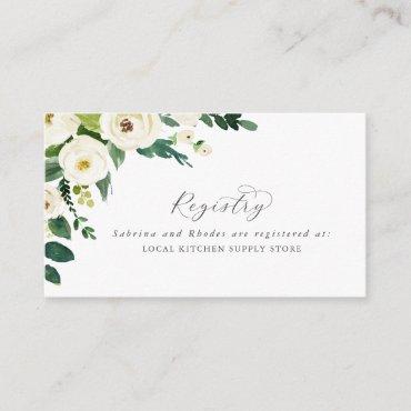 Elegant White Floral Gift Registry Enclosure Card