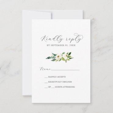 Elegant White Floral Simple RSVP Card