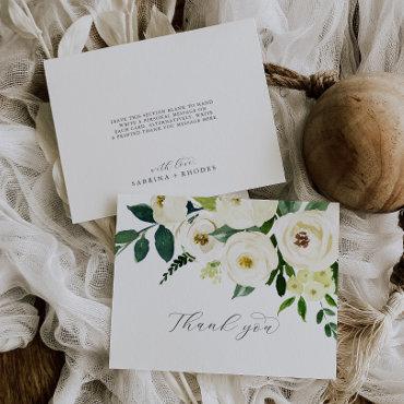 Elegant White Floral Wedding Thank You Card