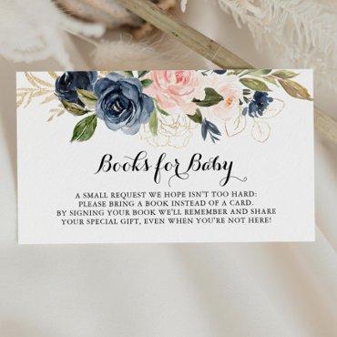 Elegant Winter Floral Baby Shower Book Request Enclosure Card