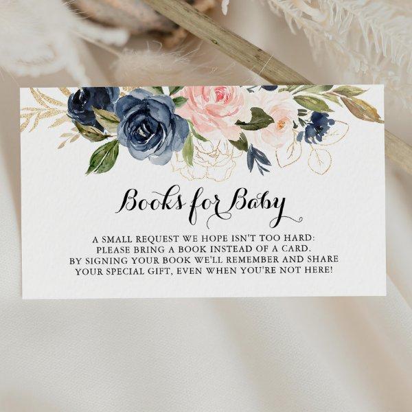 Elegant Winter Floral Baby Shower Book Request Enclosure Card
