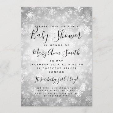 Elegant Winter Wonderland Baby Shower Silver