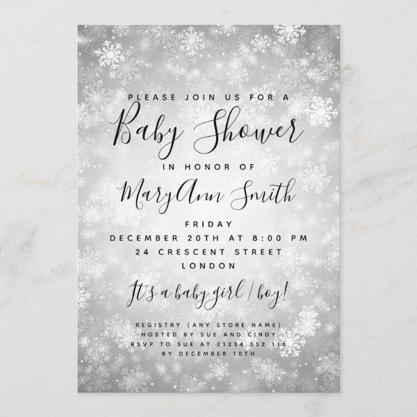 Elegant Winter Wonderland Baby Shower Silver