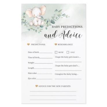 Elephant baby predictions and advice game card