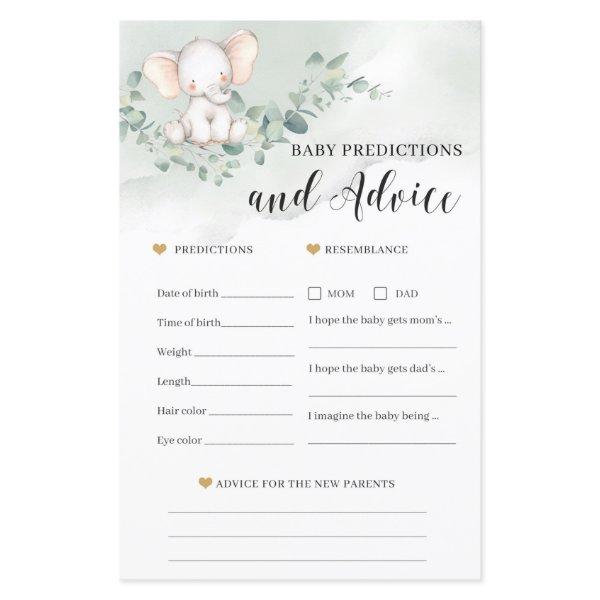 Elephant baby predictions and advice game card