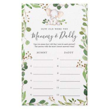 Elephant Baby Shower How Old Were They Game Card