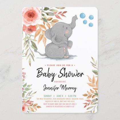 Elephant baby shower invitation