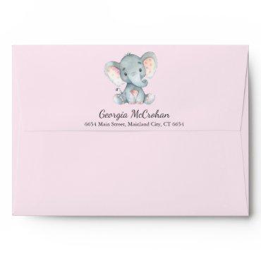 Elephant  Pink and Gray Envelope