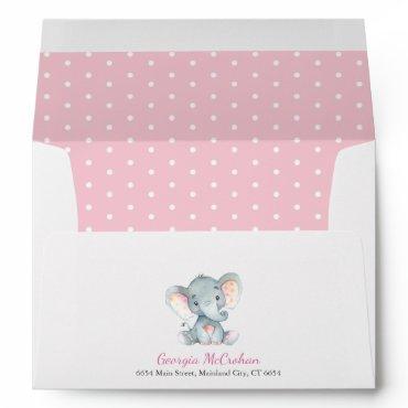 Elephant  Pink and Gray Envelope