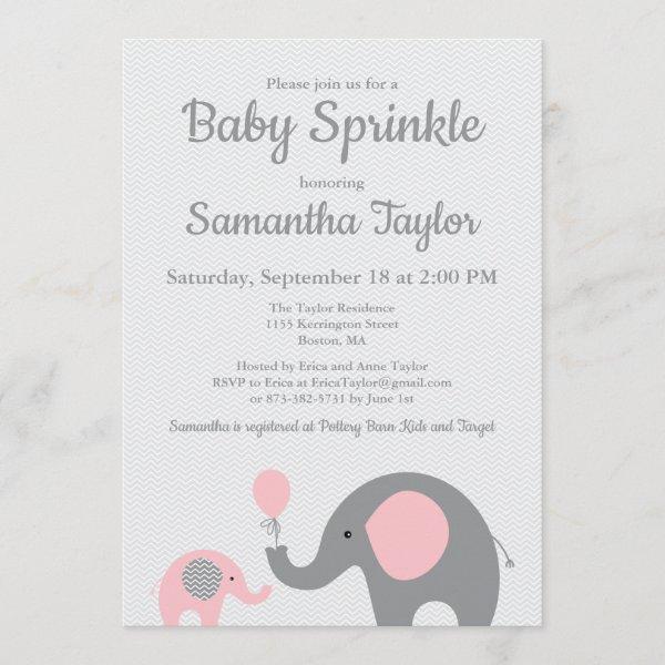 Elephant Baby Sprinkle  in Pink and Gray