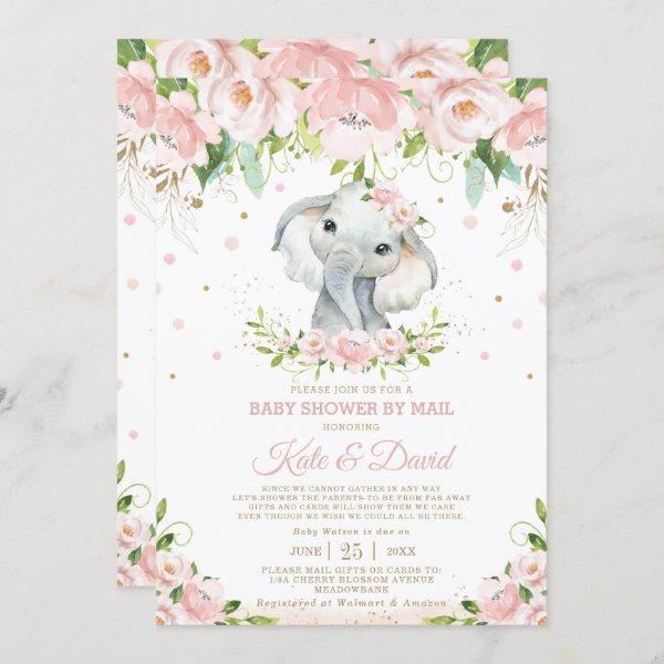 Elephant Blush Floral Virtual Baby Shower by Mail