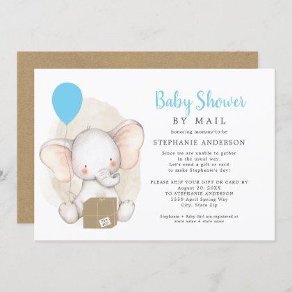 Elephant Boy Baby Shower by Mail Invitation