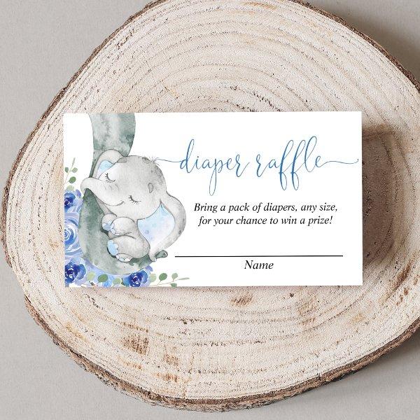 Elephant boy baby shower diaper raffle cards