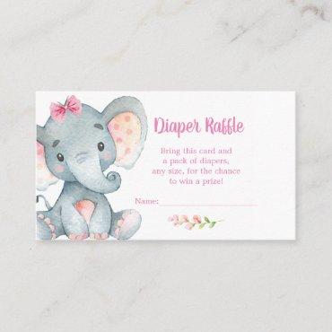 Elephant Diaper Raffle Card Girl Baby Shower