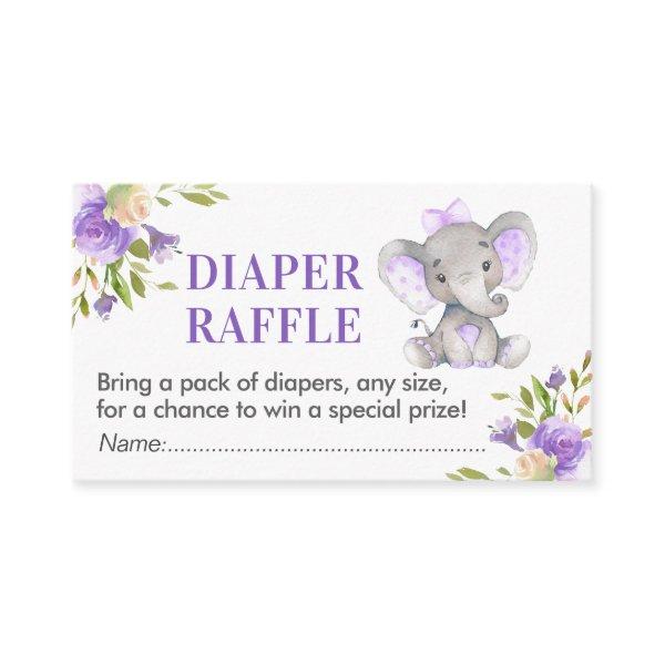 Elephant Diaper Raffle Ticket Lavender Baby Shower Enclosure Card