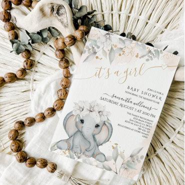 Elephant Floral Baby Shower with Book request