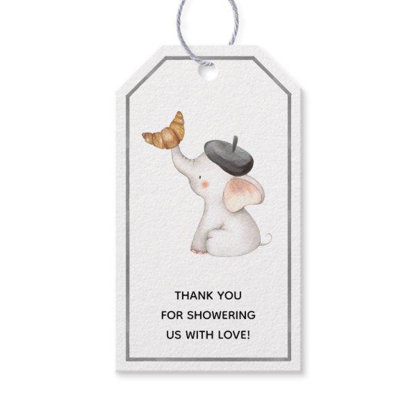 Elephant French Gender Neutral Baby Shower  Gift Tags