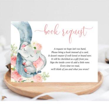 Elephant girl baby shower book instead of card