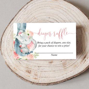 Elephant girl baby shower diaper raffle cards
