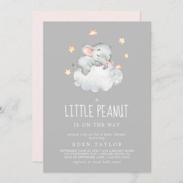 Elephant Girl | Gray Little Peanut Baby Shower Invitation