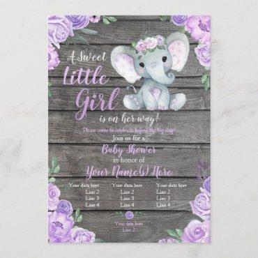 Elephant Girl , Floral rustic, purple