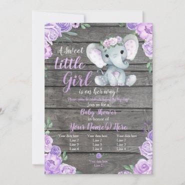 Elephant Girl , Floral rustic, purple