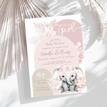 Elephant It's a Girl Boho Floral Pink