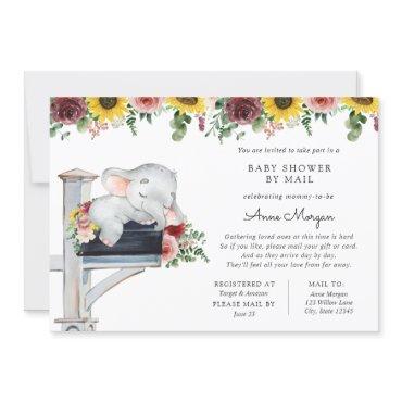 Elephant Sunflower and Roses Baby Shower by Mail