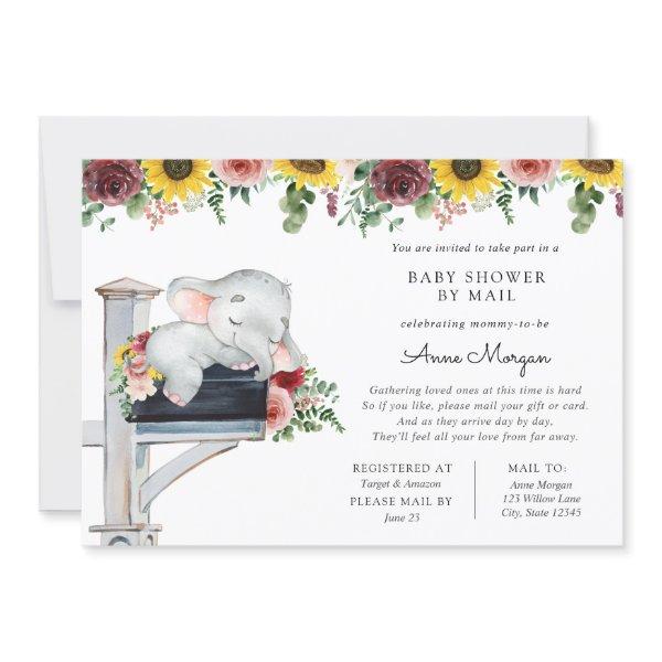Elephant Sunflower and Roses Baby Shower by Mail