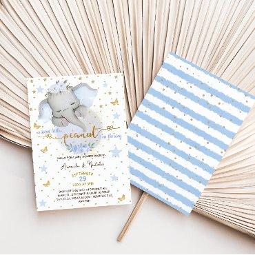 Elephant Sweet Peanut Floral Blue Baby Boy Shower
