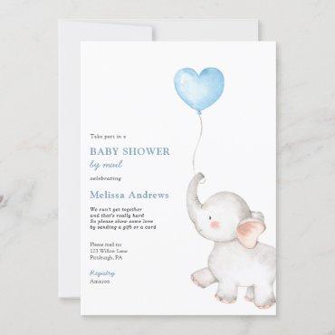 Elephant with Blue Balloon Baby Shower by Mail
