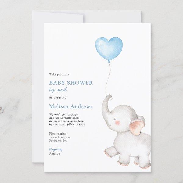 Elephant with Blue Balloon Baby Shower by Mail