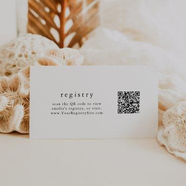 EMELIA Black White Simple QR Code Gift Registry Enclosure Card
