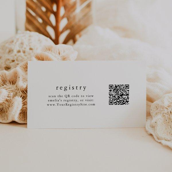 EMELIA Black White Simple QR Code Gift Registry Enclosure Card