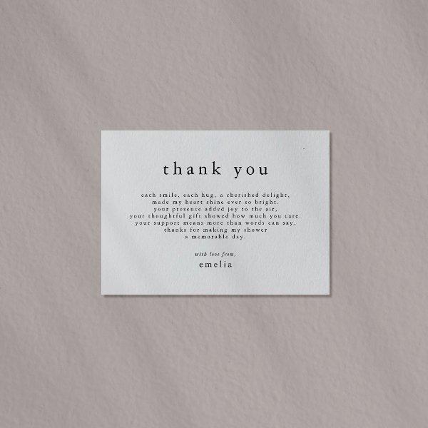 EMELIA Minimal Rustic Boho Simple Baby Shower Thank You Card