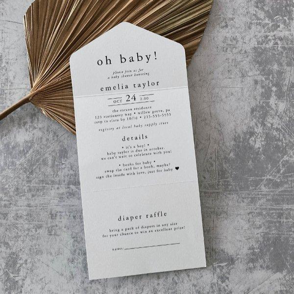 EMELIA Minimal Simple Diaper Raffle Baby Shower All In One