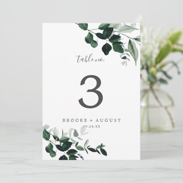 Emerald Greenery 5x7" Table Number