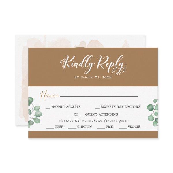Emerald Greenery Coordinate Menu Choice RSVP Card