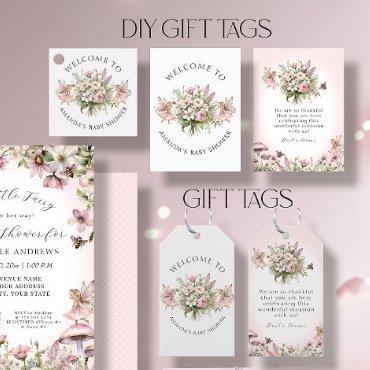 Enchanted Fairy Floral Baby Girl Shower DIY Tags