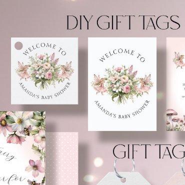 Enchanted Fairy Floral Welcome Baby Girl Gift Tags
